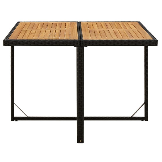 Table de jardin noir 109x107x74 cm résine tressée bois massif