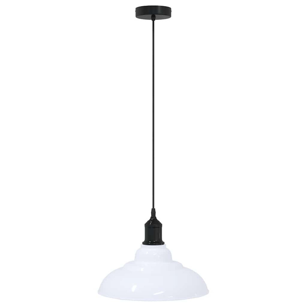 Lampe suspendue réglable hauteur e27 blanc brillant ø31cm métal