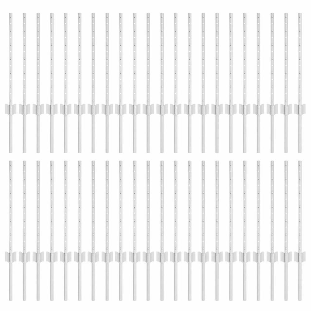 Poteau de clôture. 44 pcs argenté 100 cm acier