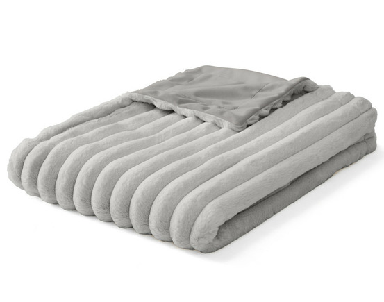 Arezzo - plaid - 100x140 cm - en fausse fourrure côtelé et velours