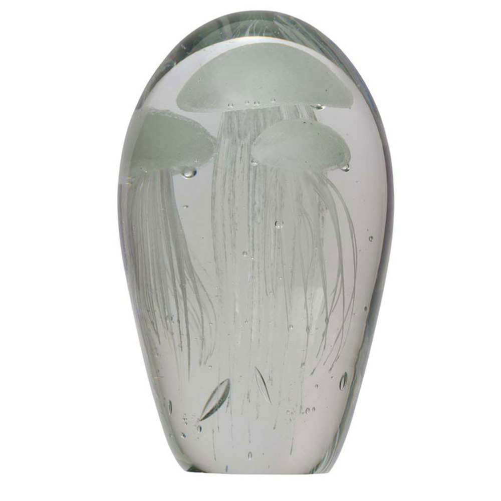 Sulfure verre méduses banches 21x13cm