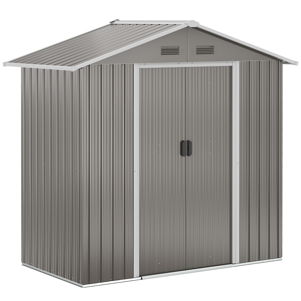 Abri de jardin - remise pour outils - cabanon porte verrouillable - dim. 194l x 110l x 184h cm - tôle d'acier gris