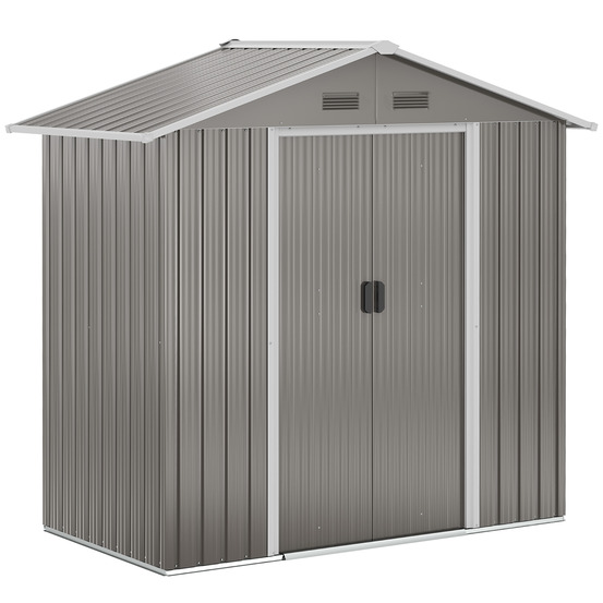 Abri de jardin - remise pour outils - cabanon porte verrouillable - dim. 194l x 110l x 184h cm - tôle d'acier gris