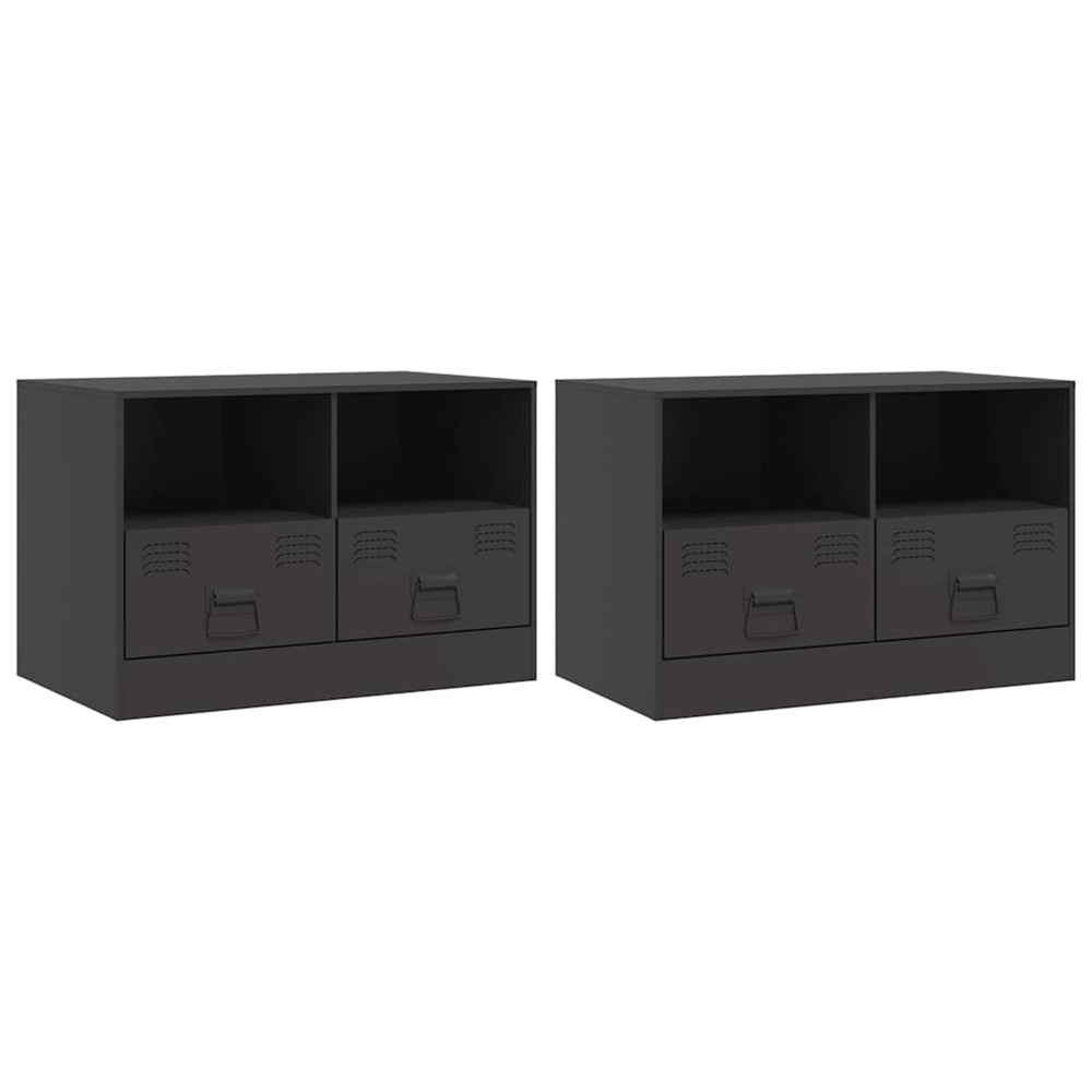 Meubles tv 2 pcs noir 67x39x44 cm acier
