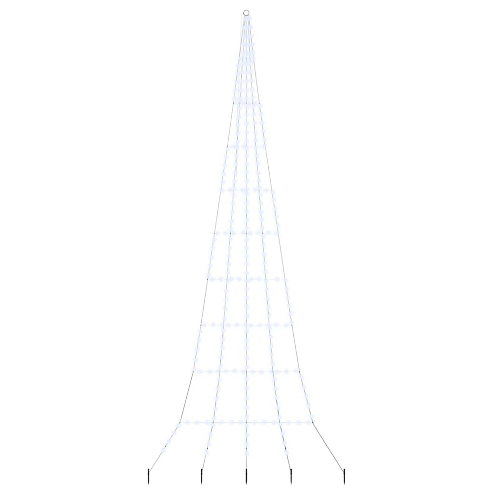 Arbre de noël led avec piquets au sol blanc froid 511 cm métal