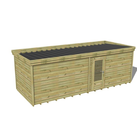 Abri de jardin bois pin traité autoclave 27mm - 7,29x2,64m / 19m2 - bac acier - plancher bois