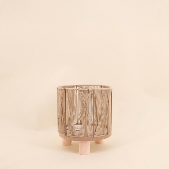 Cache-pot en corde beige 16x19cm