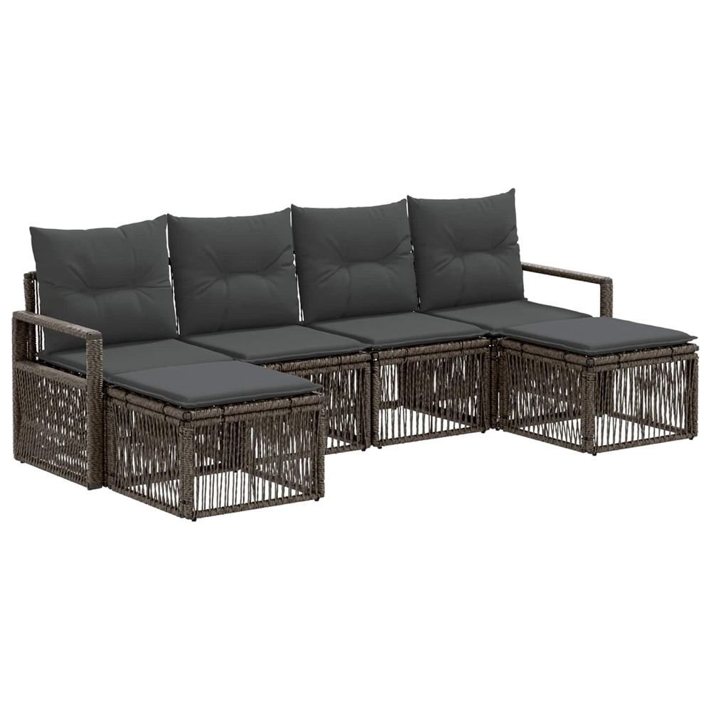 Ensemble de canapé de jardin 6 pc gris polyrotin