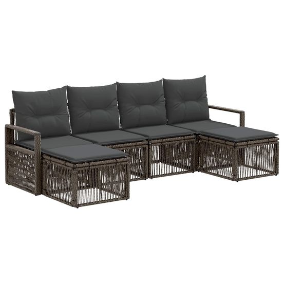 Ensemble de canapé de jardin 6 pc gris polyrotin