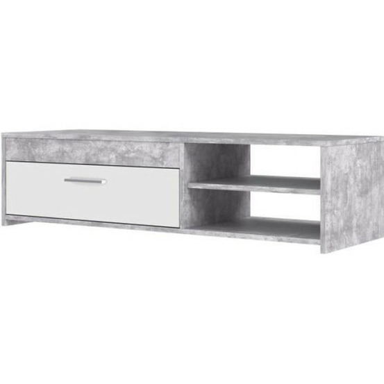 Meuble tv pilvi - blanc et béton clair - contemporain - l 120 x p 42,1 x h 31,8 cm