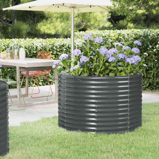 Jardinière haute ronde acier galvanisé potager anthracite 100x100x68cm