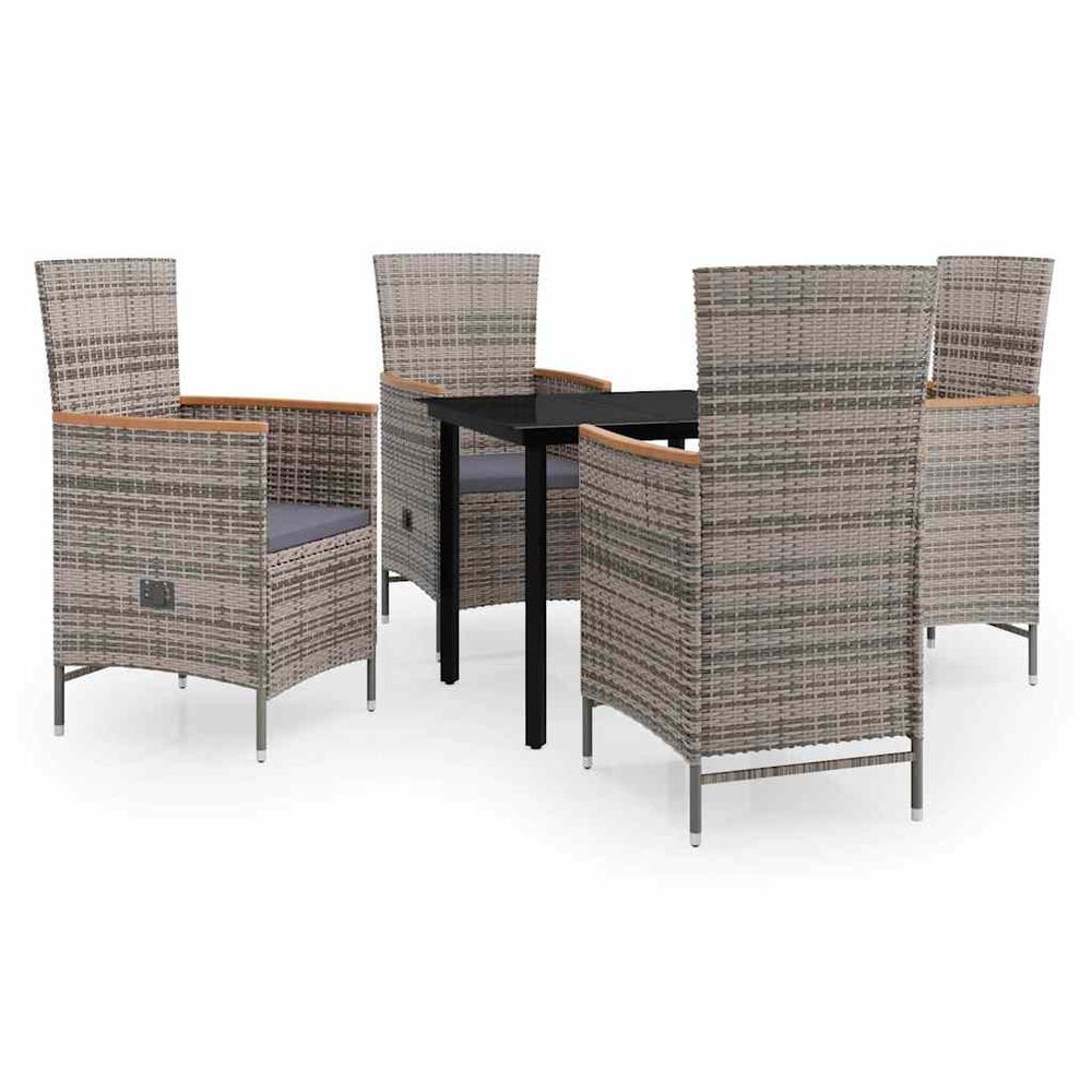 Ensemble à manger de jardin avec coussins 5 pcs gris
