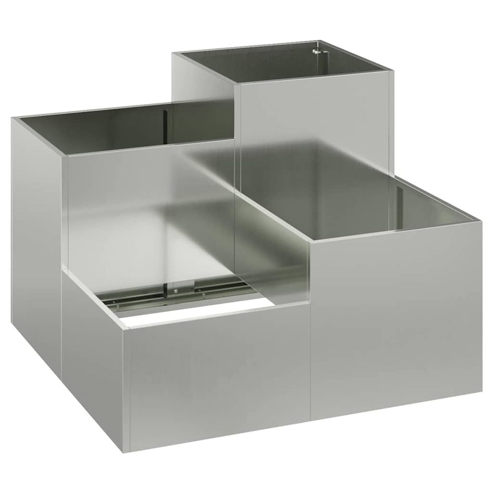 Cache-pot de jardin argent 80 x 80 x 60 cm acier galvanisé