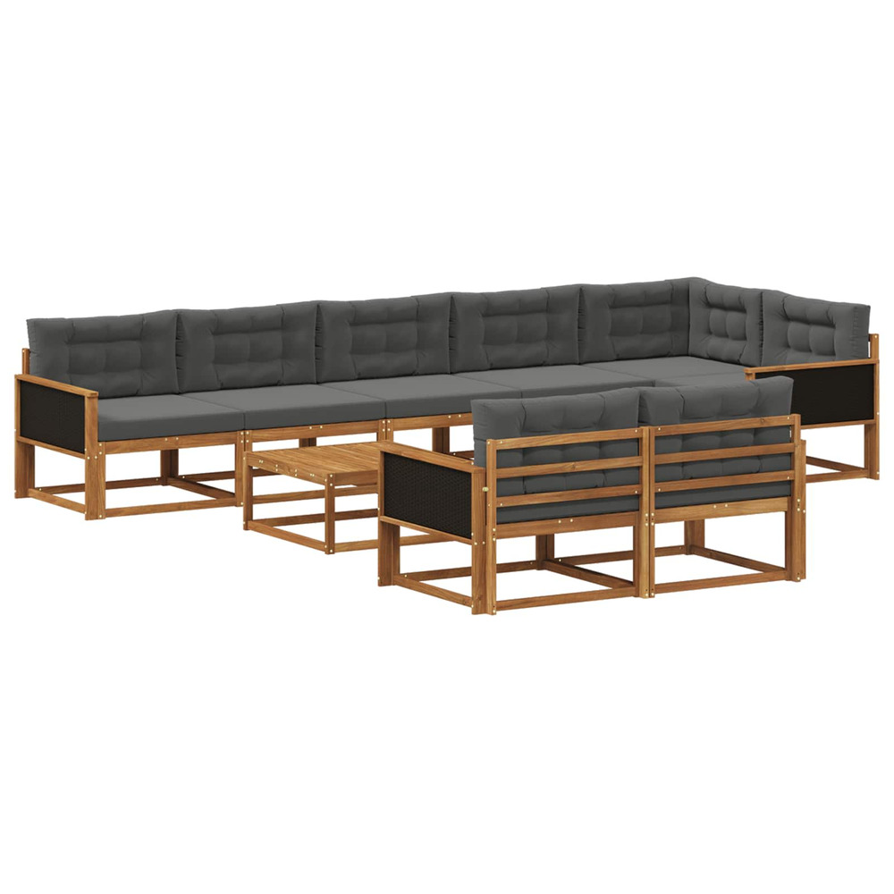 Ensemble de canapés d'extérieur 9 pcs naturel et anthracite