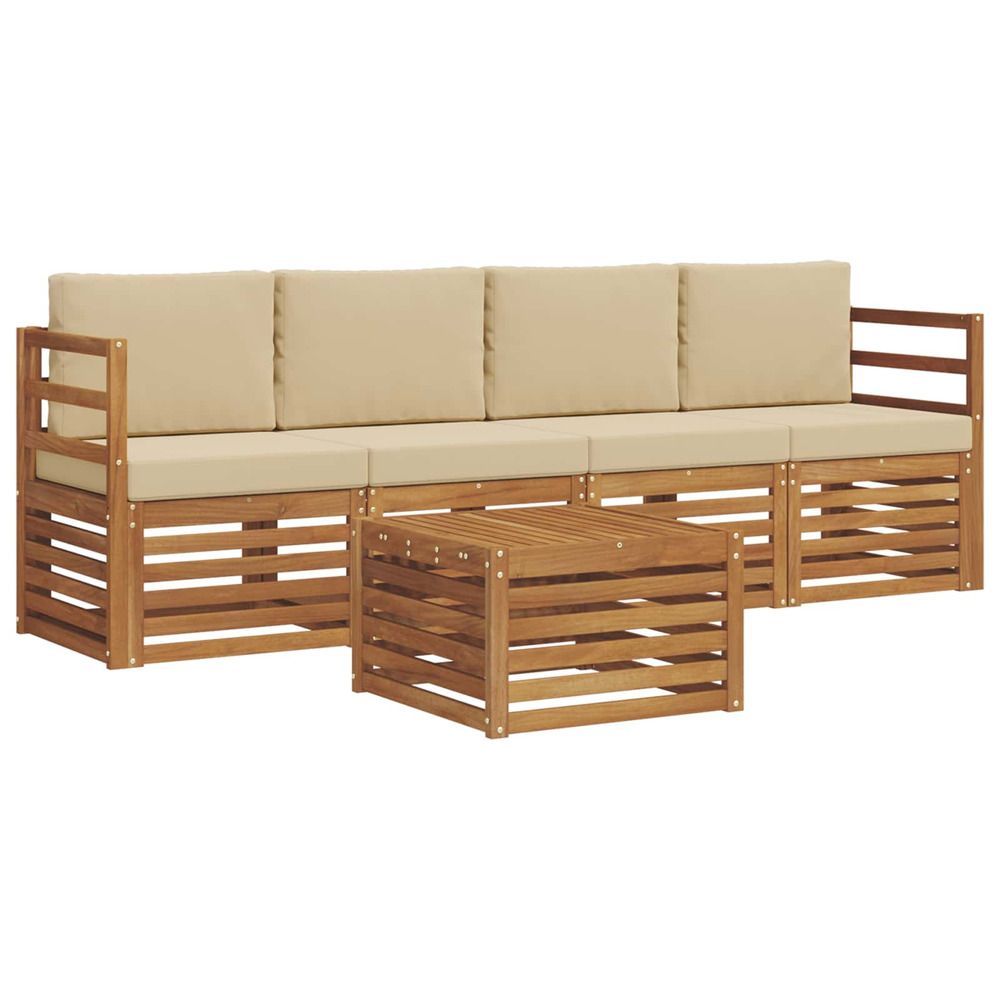 Ensemble de canapés d'extérieur 5 pc naturel et beige