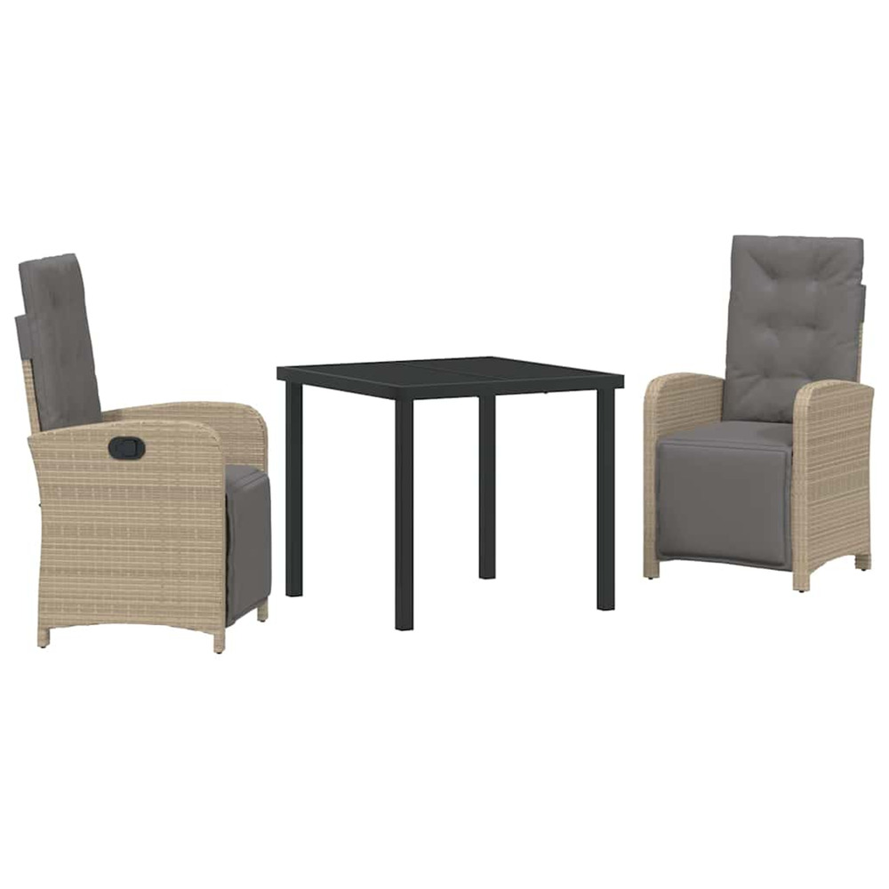 Ensemble de salle à manger pour jardin 3 pcs beige polyrotin