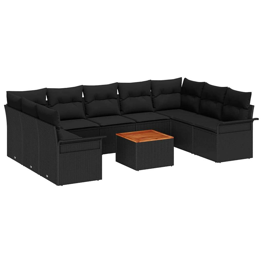 Ensemble de canapé de jardin avec coussin 10 pcs noir