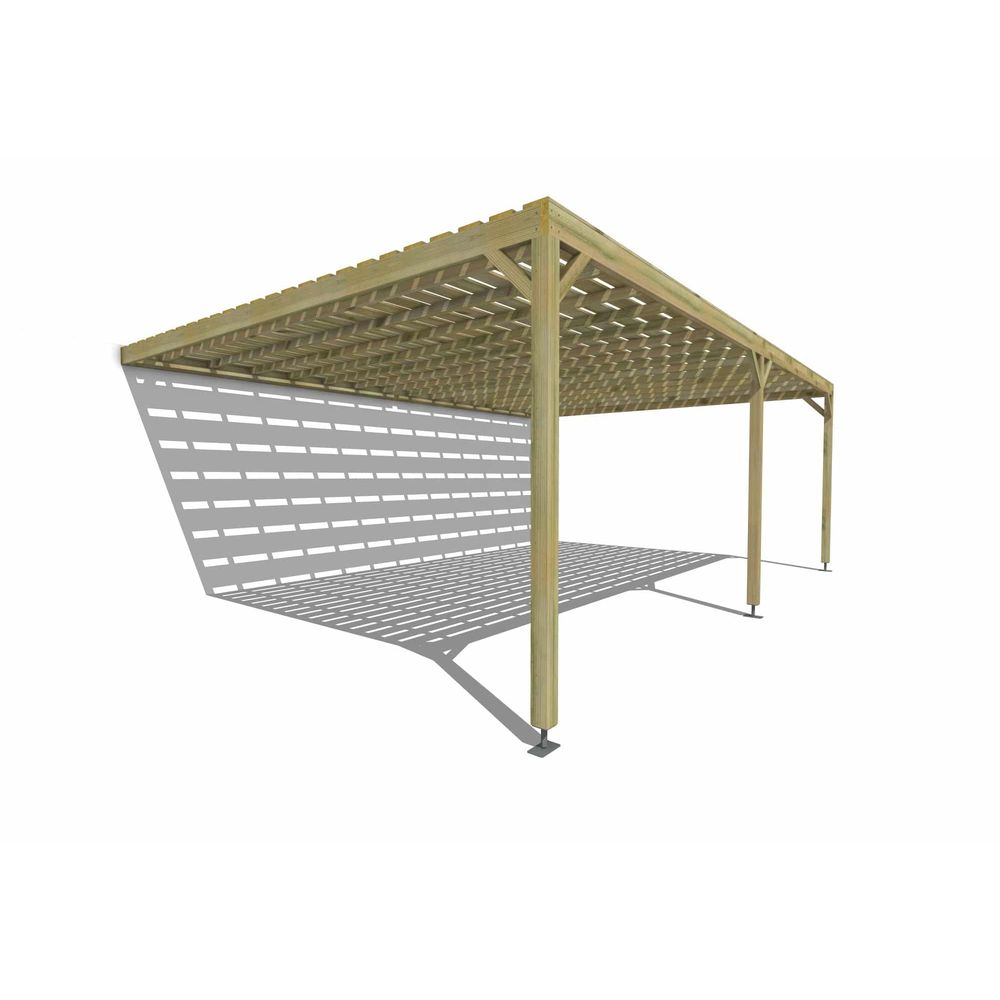 Pergola bois • 7m x 5m • adossée • sens profondeur • platelage bois • livraison comprise