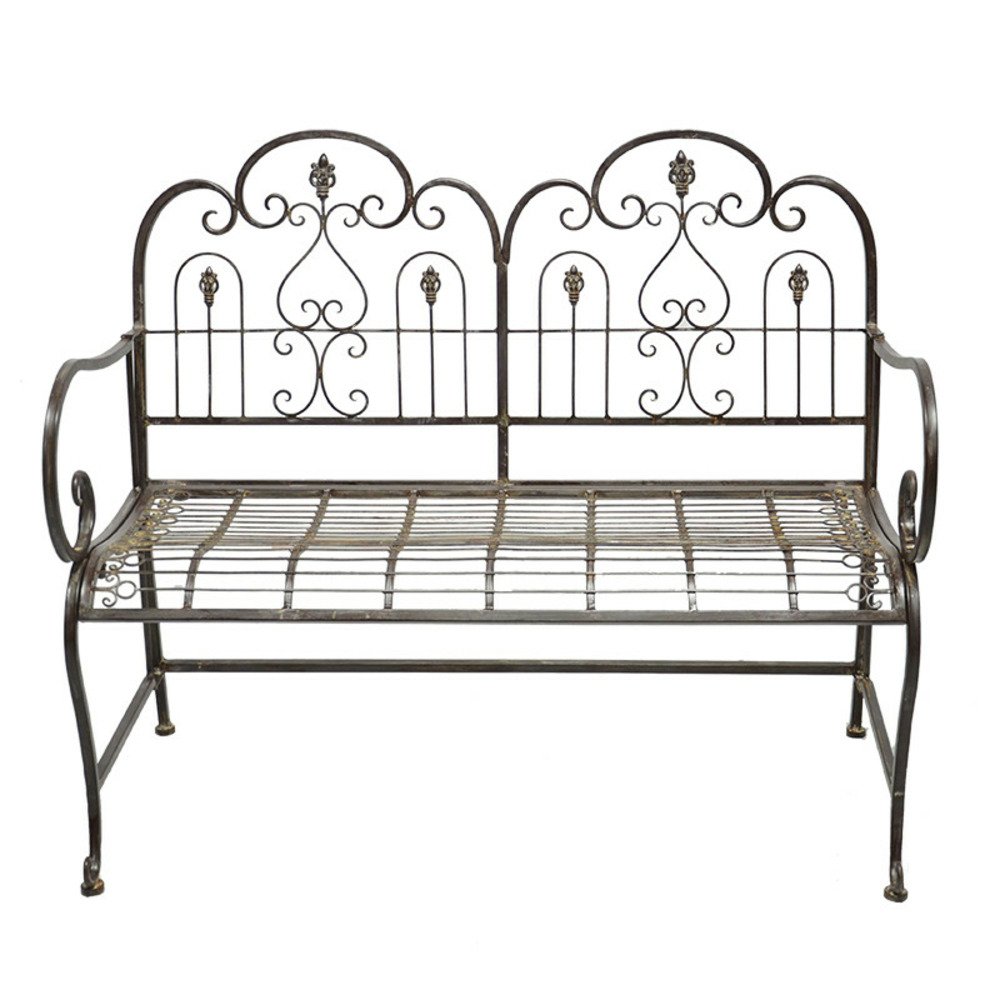 Banc jardin fer vintage 95x12x112cm