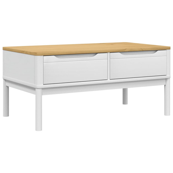 Table basse floro blanc 99x55,5x45 cm bois massif de pin