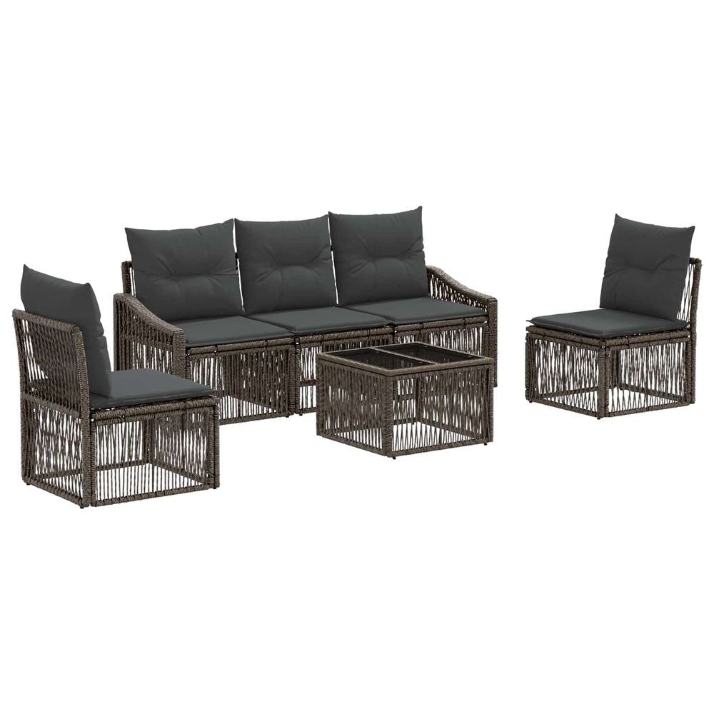Ensemble de canapé de jardin 6 pc gris polyrotin