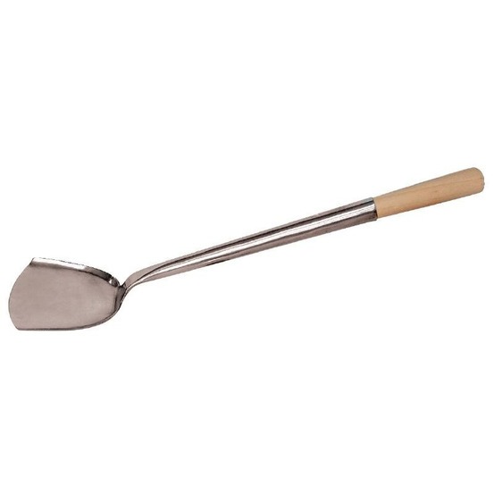 Spatule professionnelle wok en inox manche en bois vogue - 460 mm