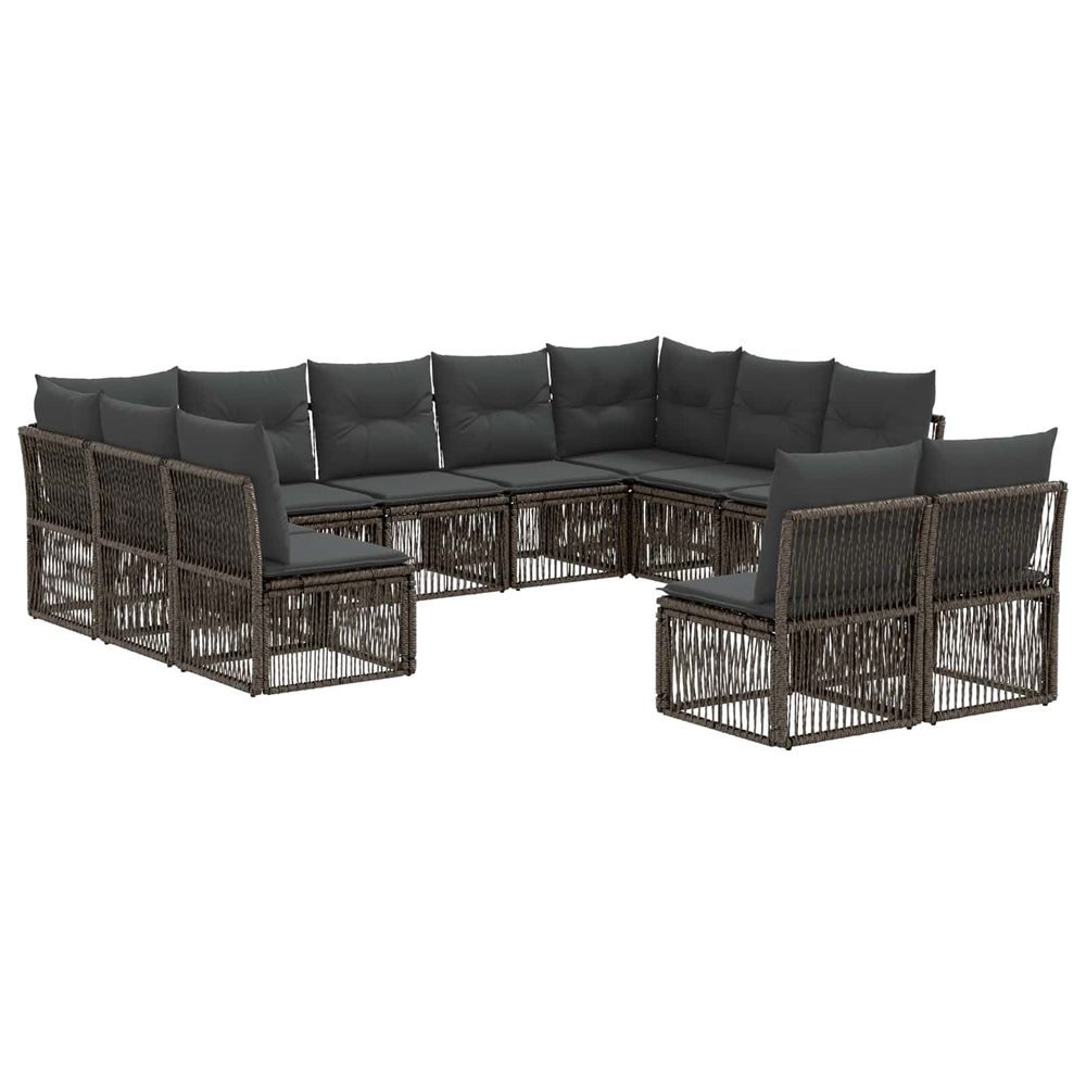 Ensemble de canapé de jardin 11 pc gris polyrotin