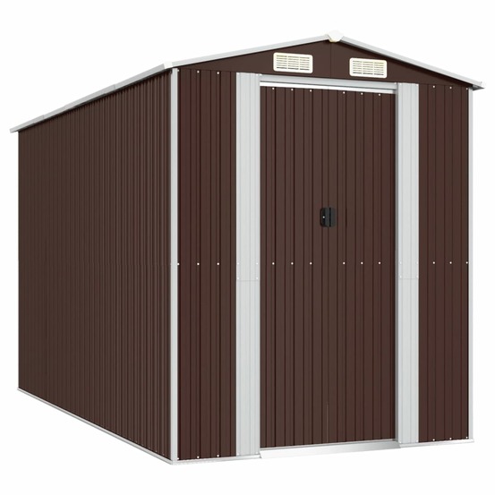 Abri de jardin cabane cabanon maison de stockage remise extérieur hangar outils robuste foncé 192 x 357 x 223 cm acier galvan