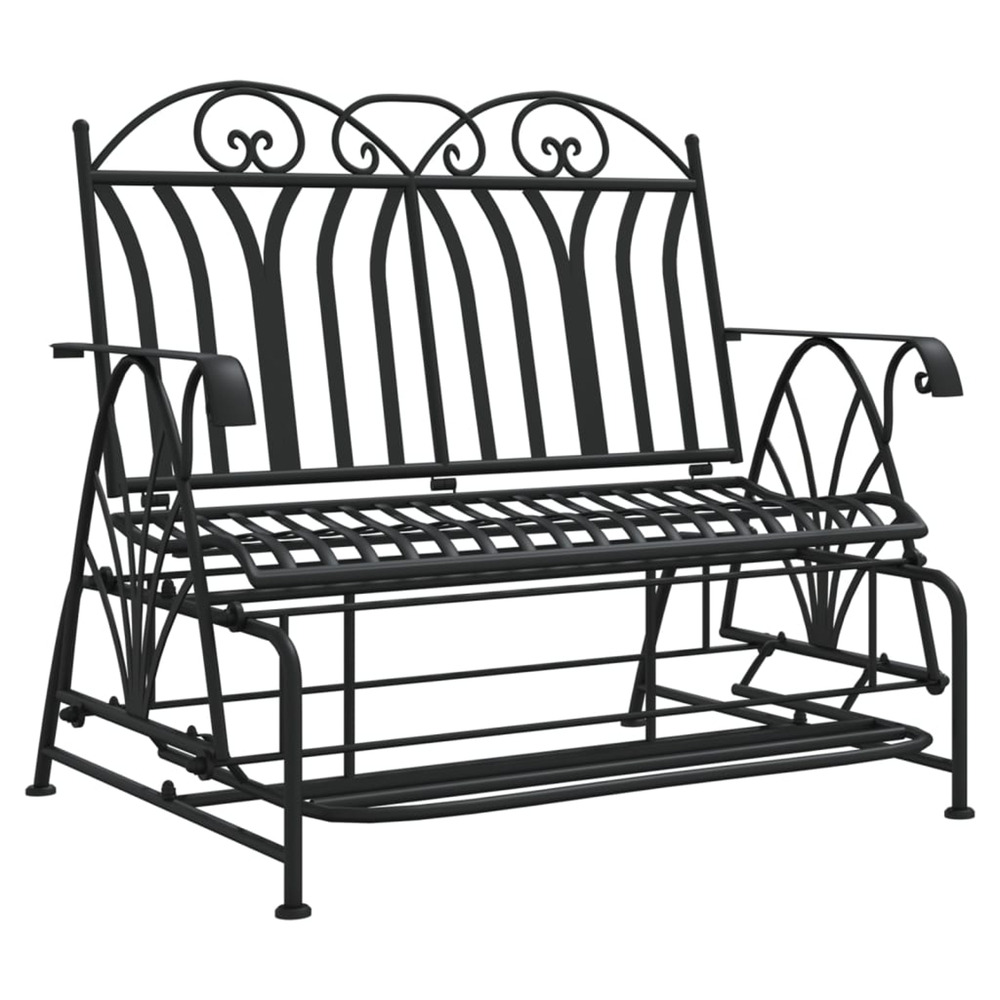 Banc coulissant 2 places 114 cm noir acier