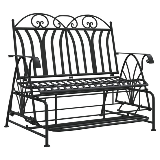 Banc coulissant 2 places 114 cm noir acier