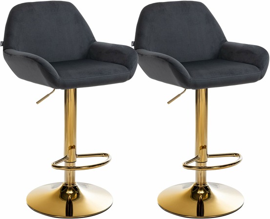 Lot de 2 tabourets de bar braga velours doré