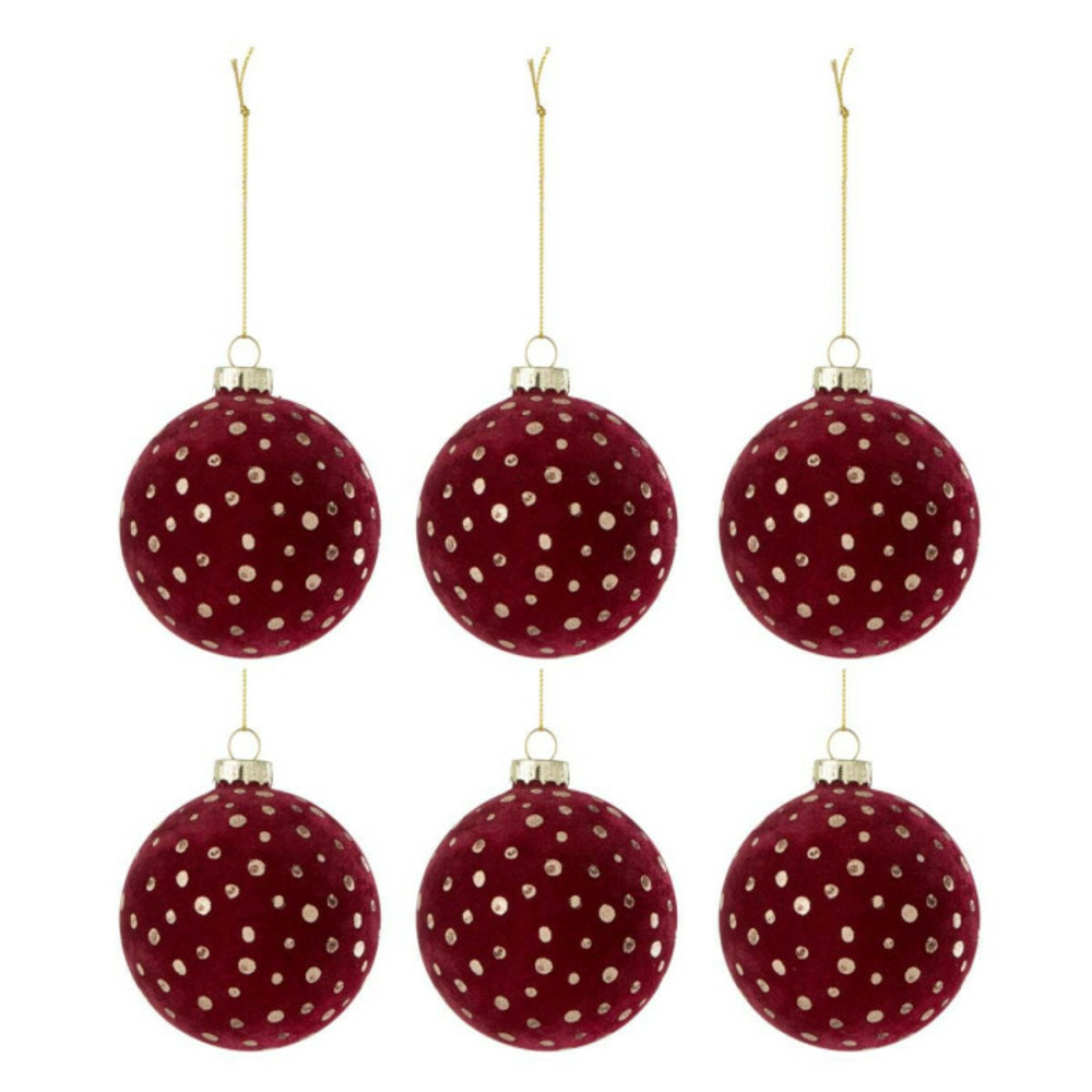 Lot de 6 boules de noël velours 