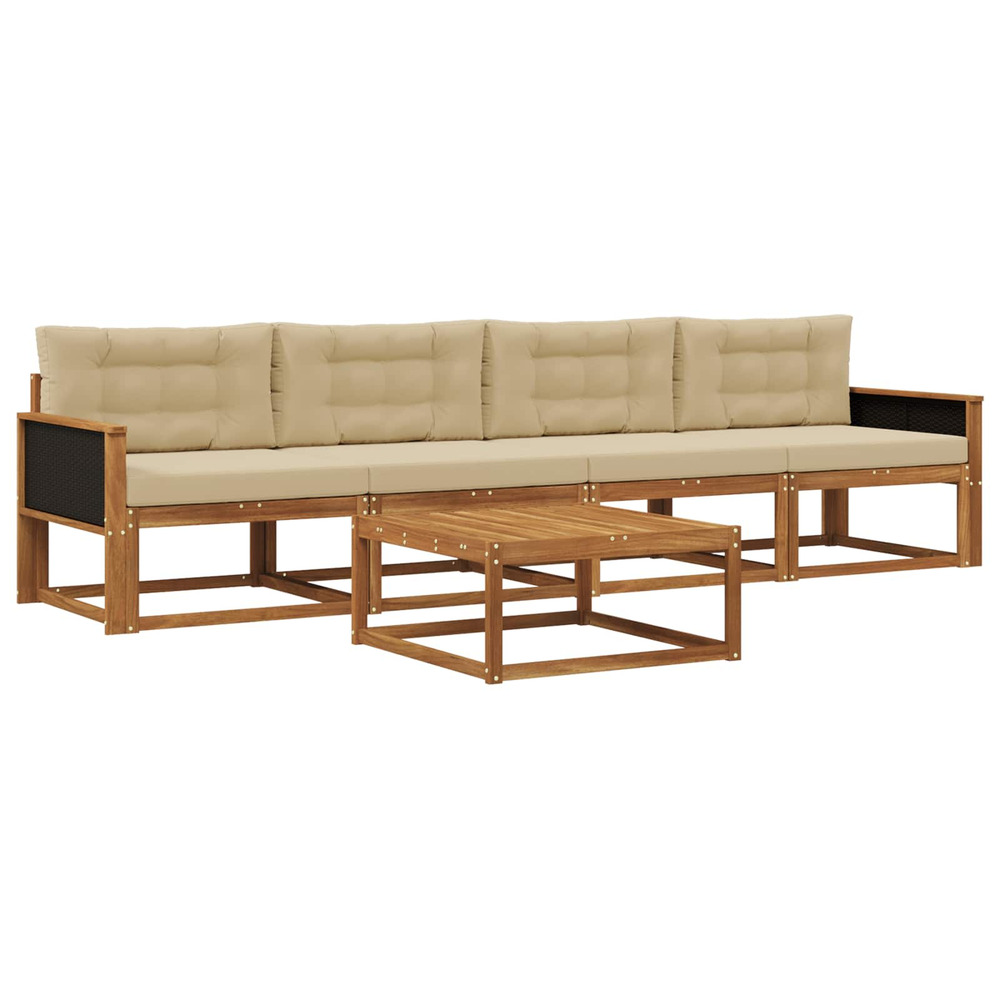 Ensemble de canapés d'extérieur 5 pcs naturel et beige