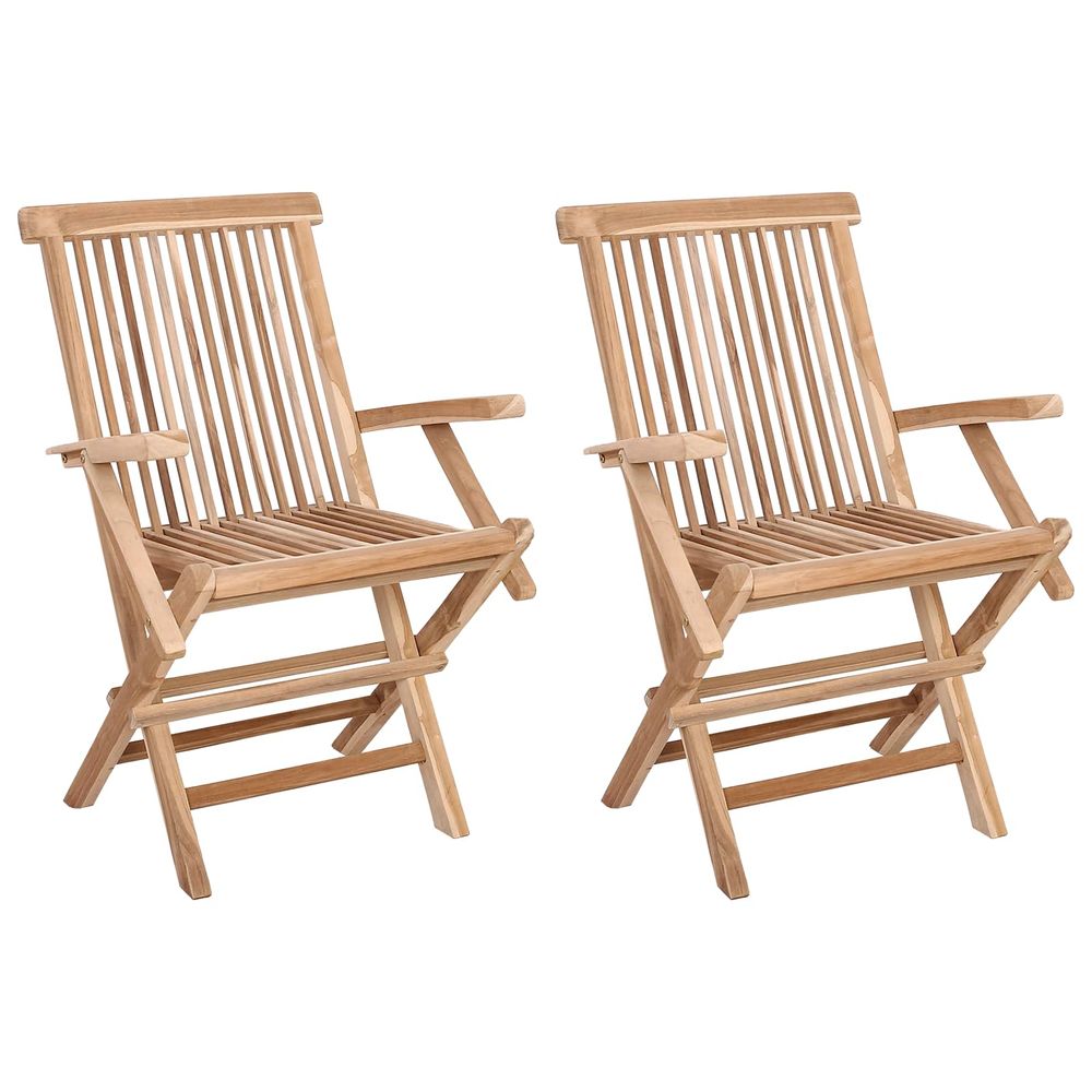 Chaise de jardin pliante 2 pc naturel bois de teck massif