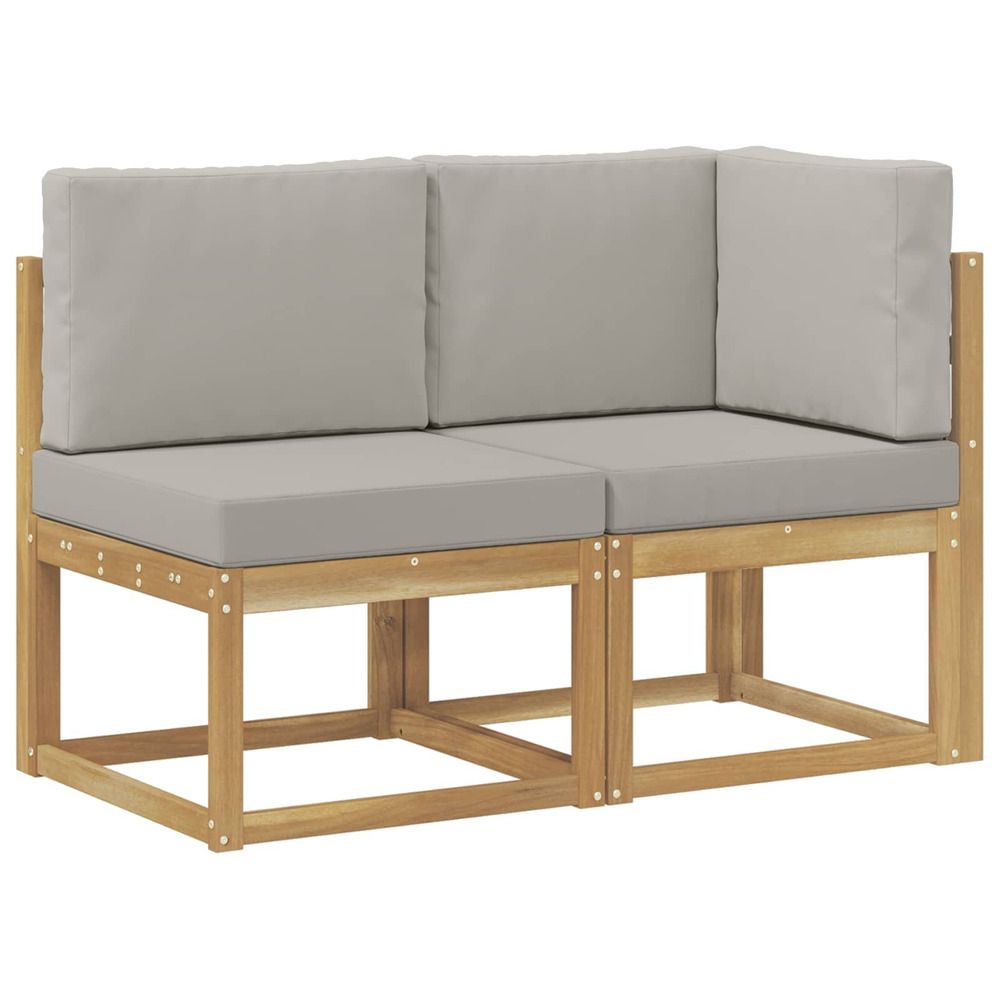 Canapé d’extérieur milieu et coin avec coussin 2 pièce blanc