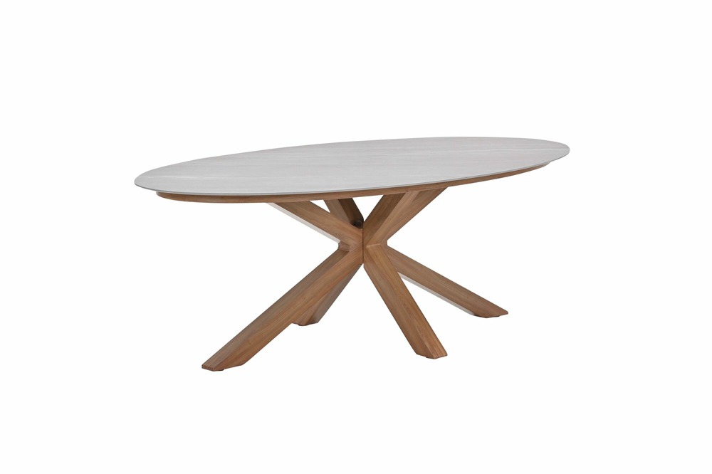 Garden impressions table de jardin scotland – 230 × 115 cm – centostone napoli sand – aspect teck clair