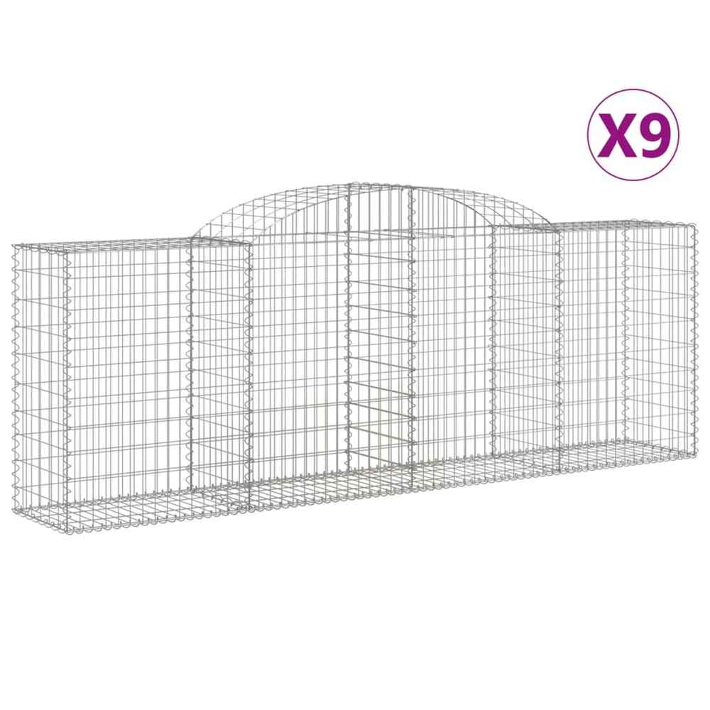 Paniers à gabions arqués 9 pcs 300x50x100/120 cm fer galvanisé