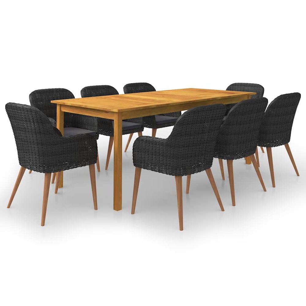 Ensemble à manger de jardin 9 pcs noir
