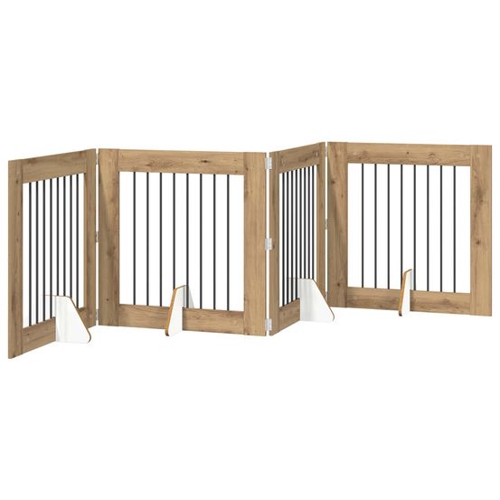 Porte de chien pliable avec supports 4 pc chêne artisanal