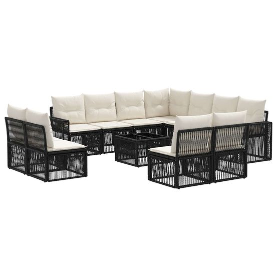 Ensemble de canapé de jardin 12 pc noir et blanc crème