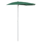 Demi-parasol de jardin avec mât 180x90 cm vert