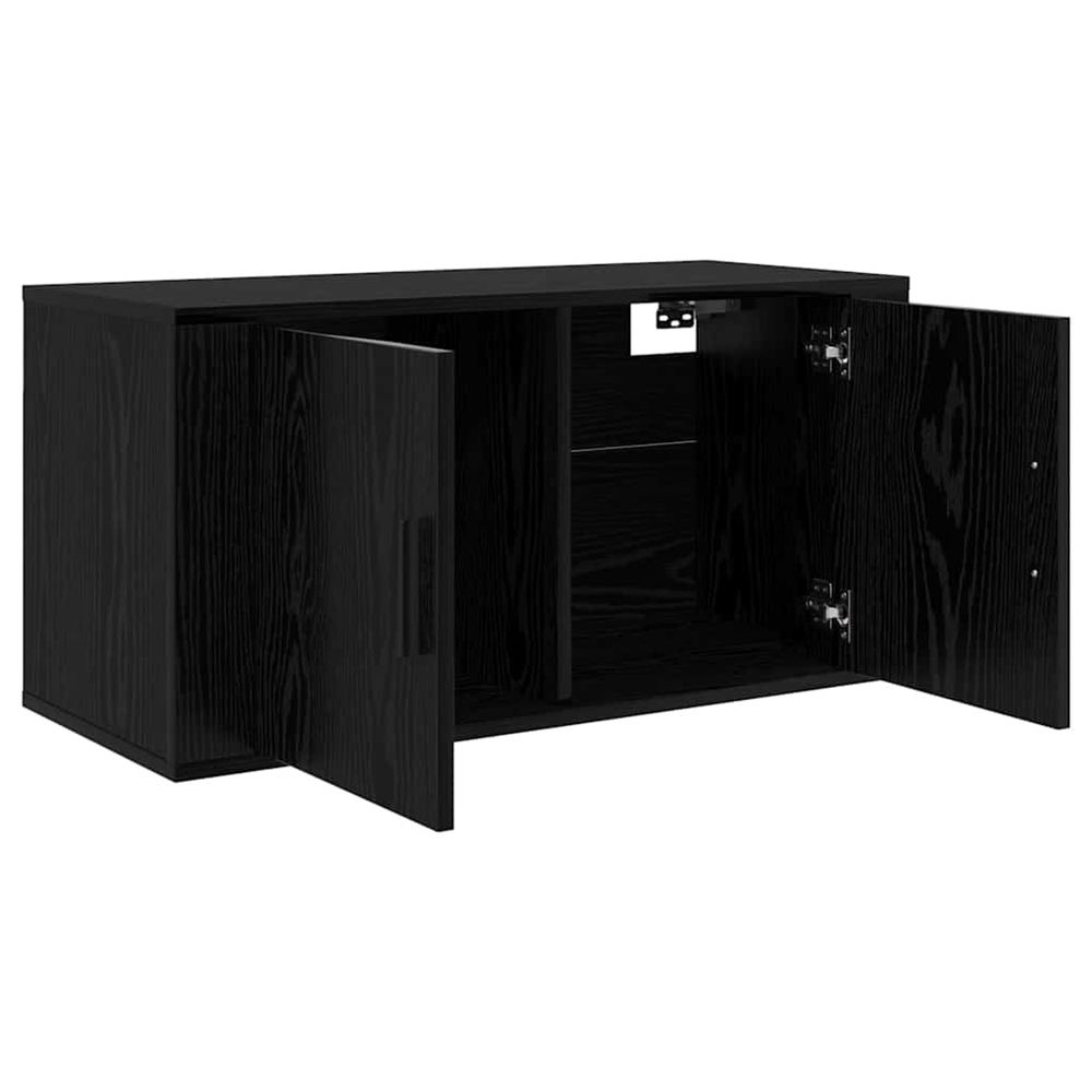 Meuble tv mural 80 x 34,5 x 40 cm chêne noir bois d'ingénierie