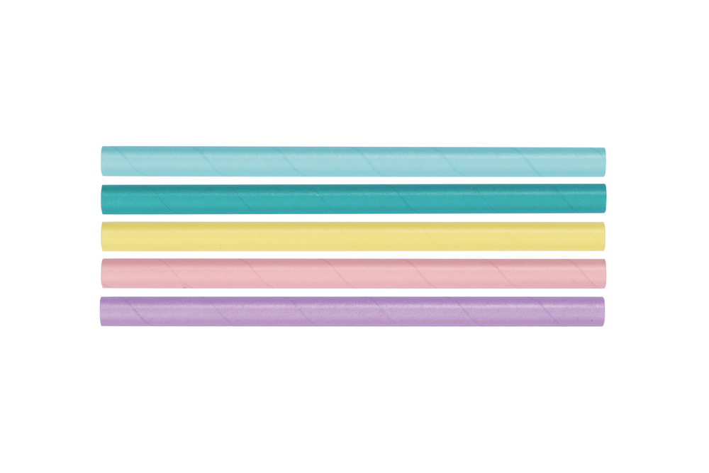 Paille bubble tea en papier droite mix 5 couleurs 3 couches ø 1,2 x 20 cm - 3000 unités - betik