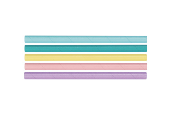 Paille bubble tea en papier droite mix 5 couleurs 3 couches ø 1,2 x 20 cm - 3000 unités - betik