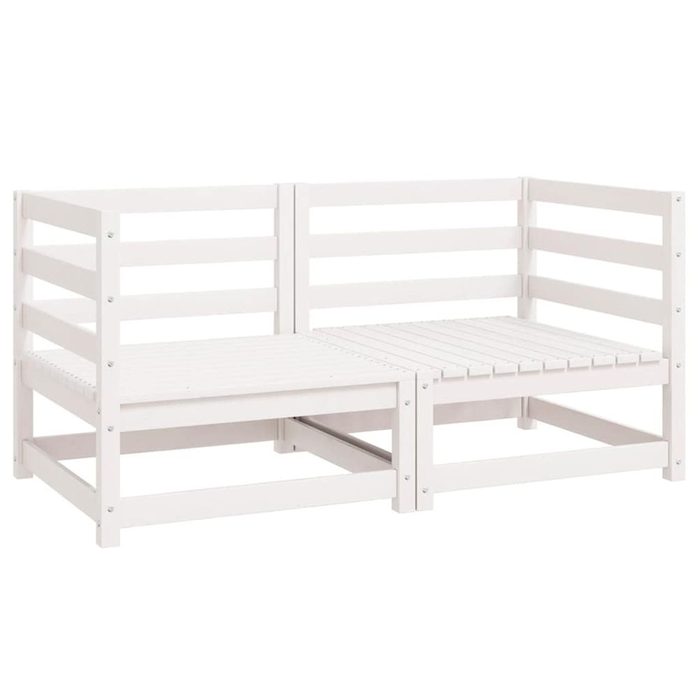 Canapés d'angle de jardin 2 pcs blanc bois de pin massif