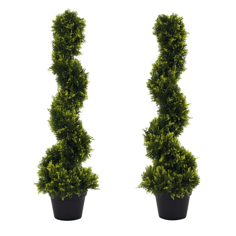 Cèdre spirale artificiel original plastique entrée jardin déco architecturale 90cm vert