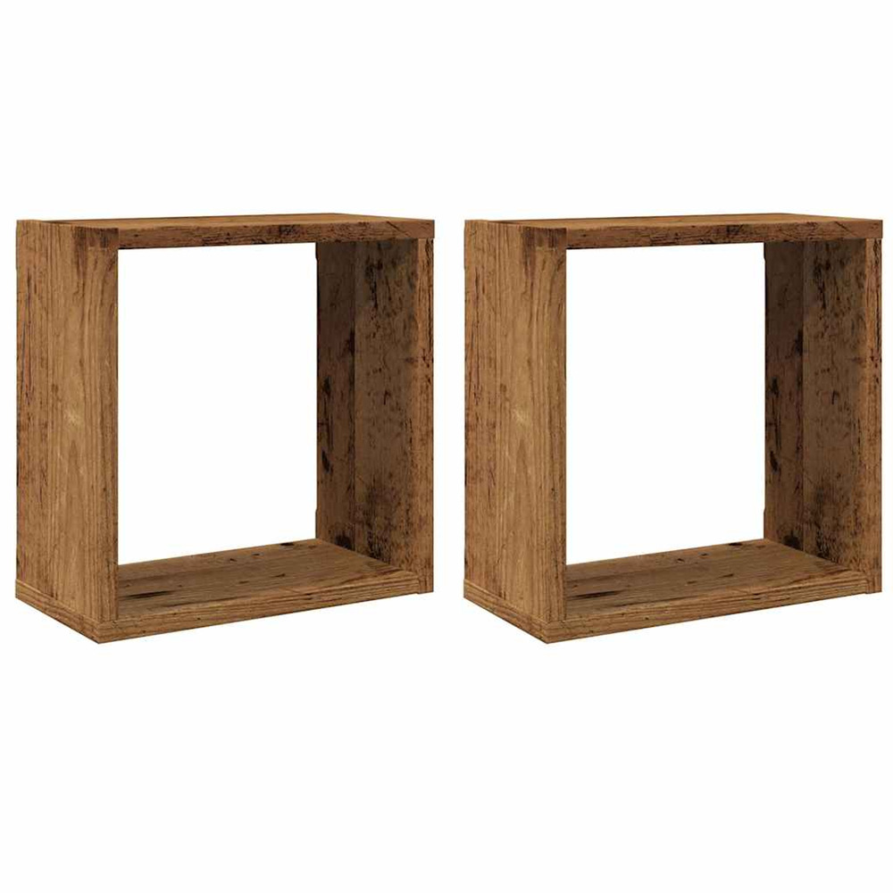 Étagères cube murales 2 pcs vieux bois 30x15x30 cm