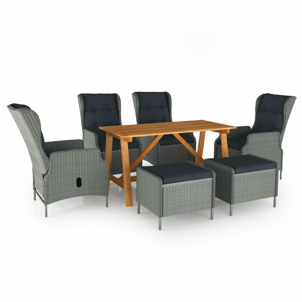 Ensemble de salle à manger de jardin meuble extérieur 7 pièces gris clair