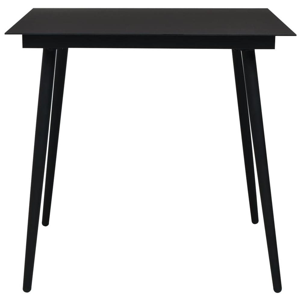 Table à dîner de jardin noir 80x80x74 cm acier et verre
