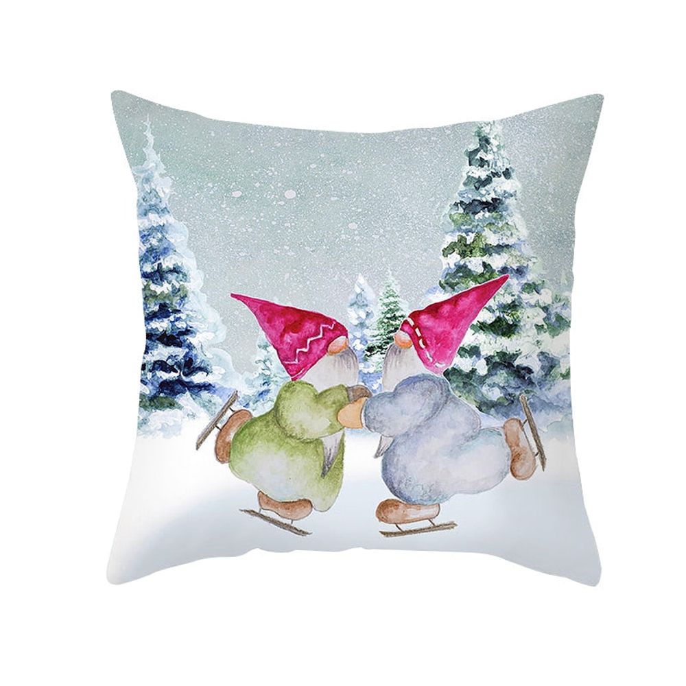 Housse de coussin de noël - lutins patineurs